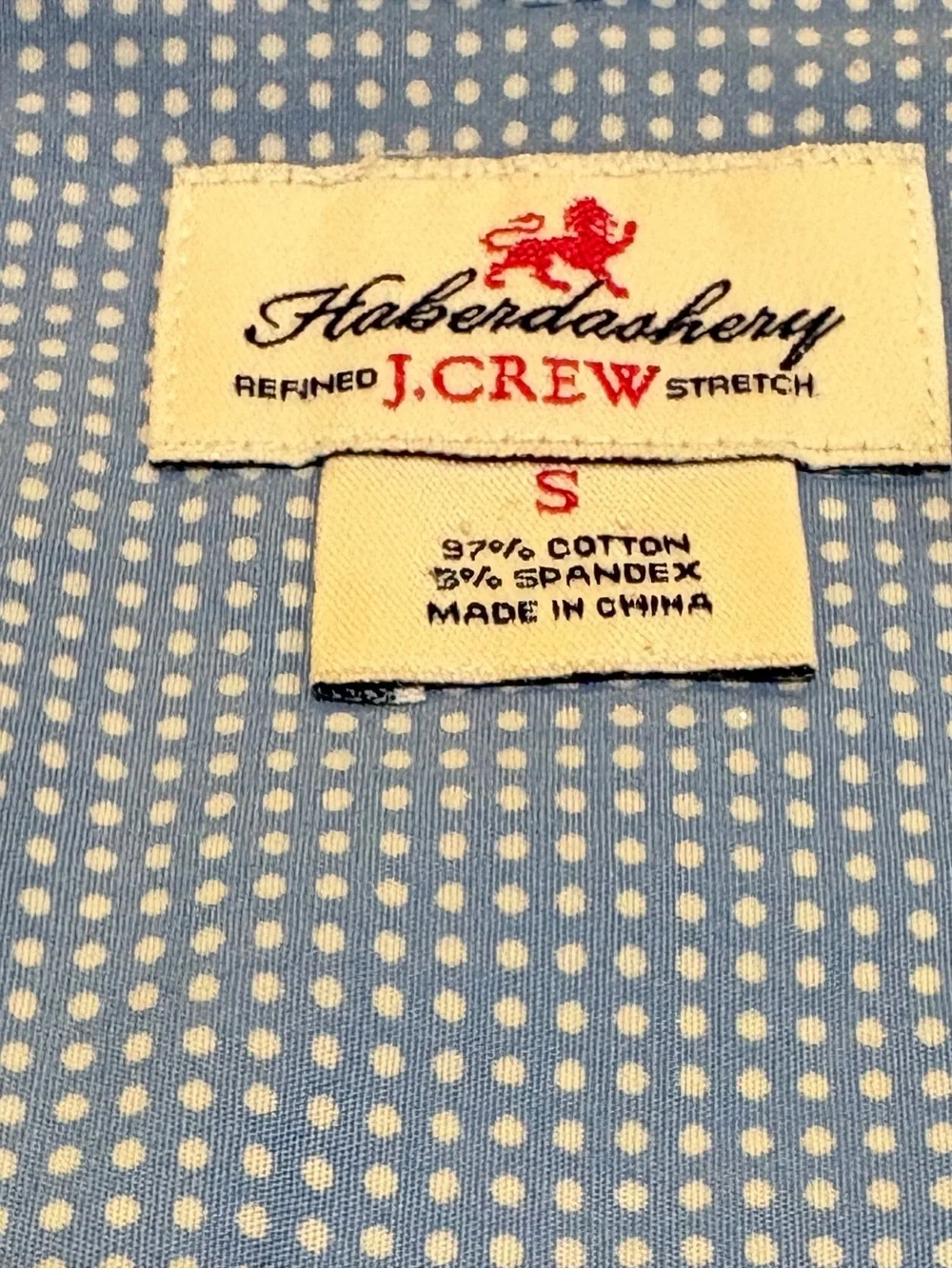 J.Crew Haberdashery Refined Stretch Blue Micro Dot Button Down Shirt S
